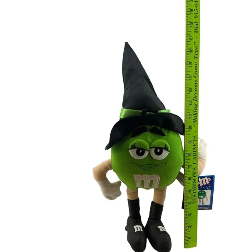 M&M's Green Witch‎ Plush Toy Large 19 inch Green Black Excellent Vintage 2001